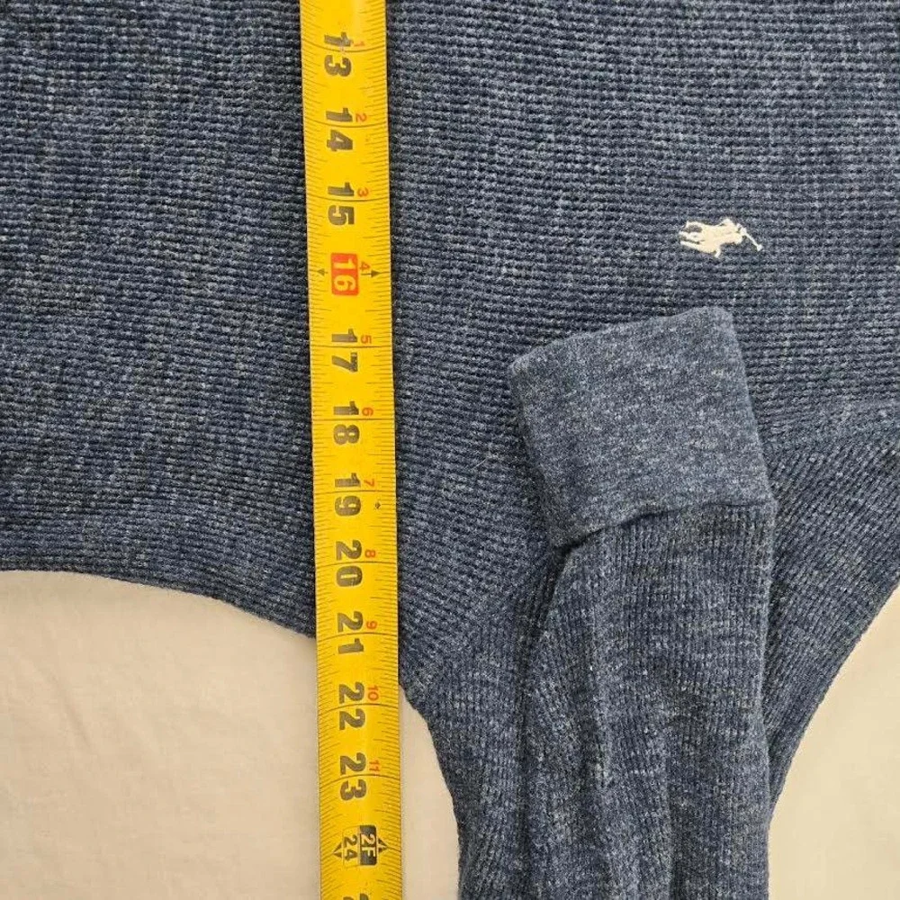 Polo Ralph Lauren Mens XL Blue Gray Waffle Knit‎ Thermal Long Sleeve Crew Shirt